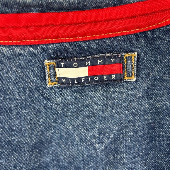 Vintage Tommy Hilfiger Denim Jean Jacket Men’s XXL 90s Red Trim Retro Y2K Logo - Picture 9 of 16